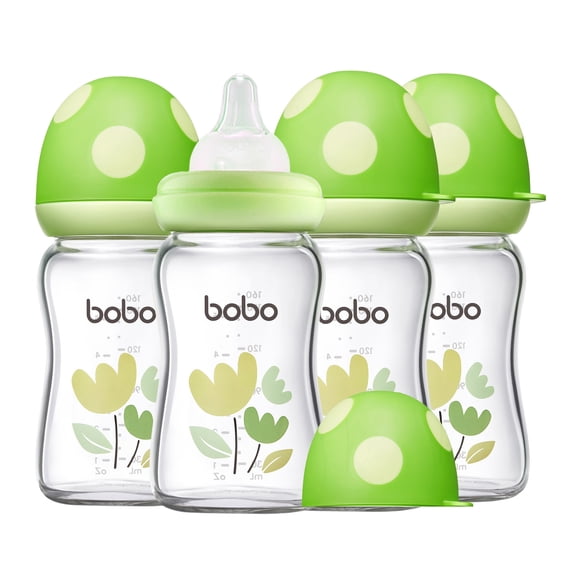 YOHKOH Natural Baby Bottles Sets with Level S Nipple,0m+(5.4oz (Pack of 4)Green)