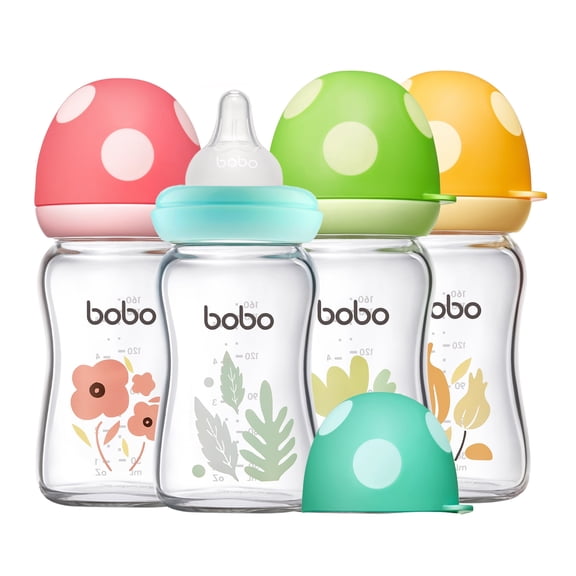 YOHKOH Natural Baby Bottles Sets with Level S Nipple,0m+(5.4oz (Pack of 4)Multicolor)