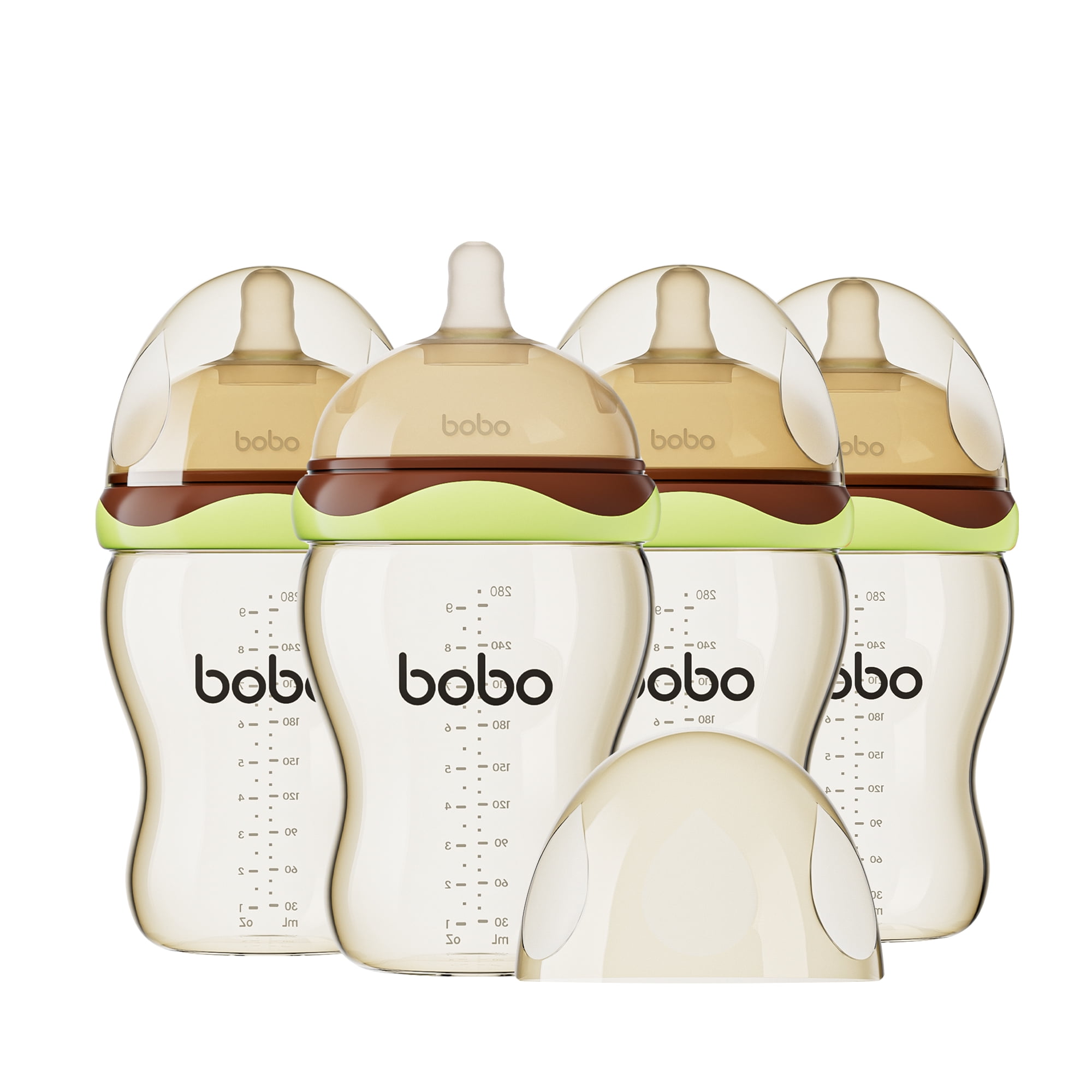 YOHKOH Newborn Baby Bottles Set - Wide Neck Baby Bottles,M Nipple,Green, 9.4oz/280ml,4pk