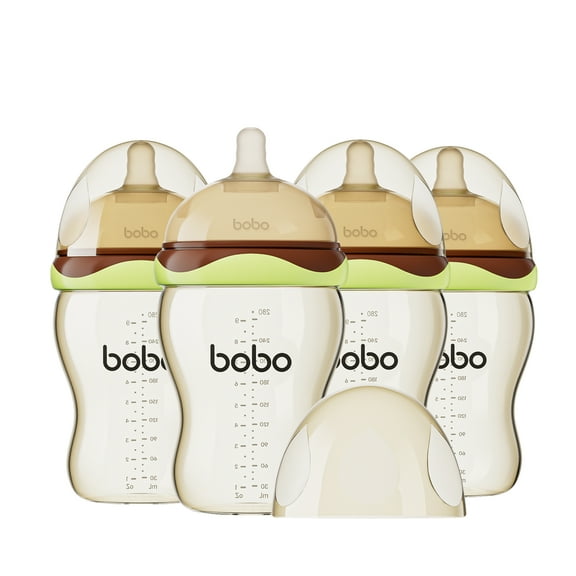 YOHKOH Newborn Baby Bottles Set - Wide Neck Baby Bottles,M Nipple,Green, 9.4oz/280ml,4pk