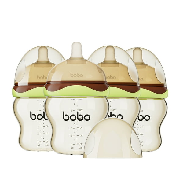 YOHKOH Newborn Baby Bottles - Wide Neck Bottles,Slow Nipple,Green, 6oz/180ml,4pk