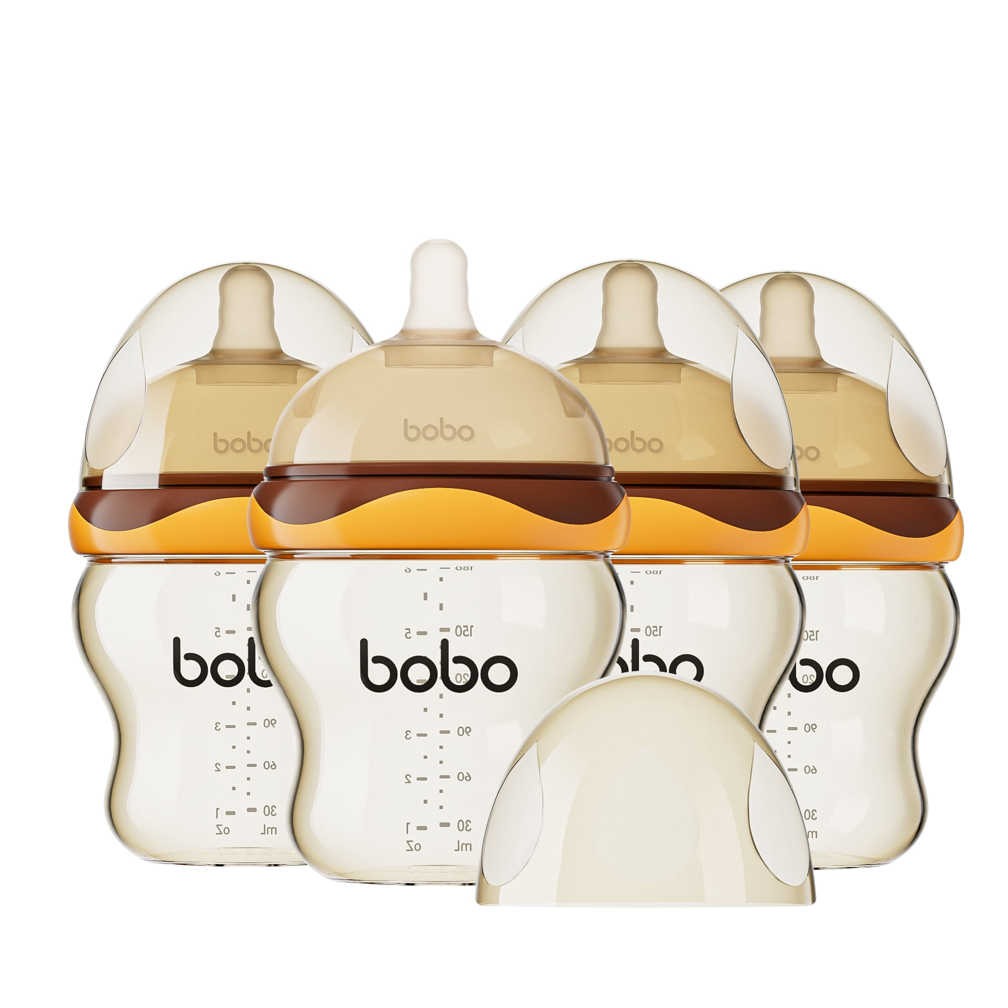 YOHKOH Newborn Baby Bottles - Wide Neck Bottles,Slow Nipple,Orange, 6oz/180ml,4pk