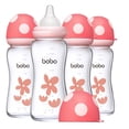 thumbnail image 1 of YOHKOH Newborns Glass Bottles,Natural Response Nipple,Wide-Neck Bottle,8.8 oz/4pk,Red, 1 of 7