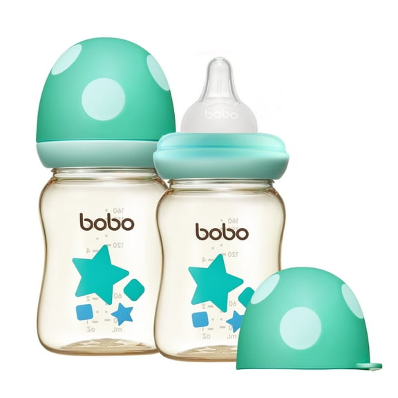 YOHKOH Newborns Natural Slow Flow Baby Bottles,for Breast/Mixed Feeding,5.4oz,2pk,Blue