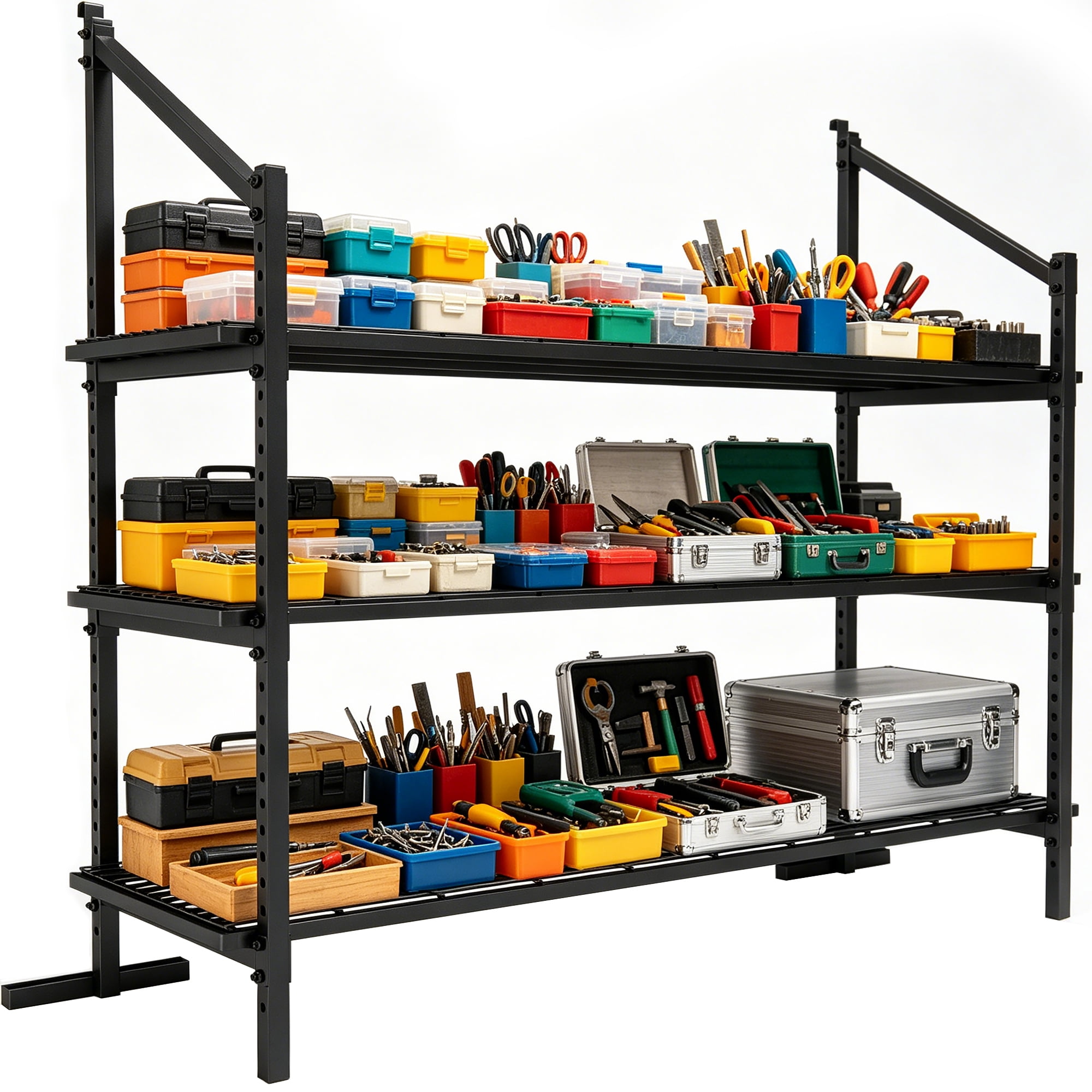YOHKOH Shipping Container Shelving, Adjustable 3-Tier Heavy Duty Brackets, 59"W x 22"D x 59"H, 1100 lbs Capacity for Garage & Warehouse Storage