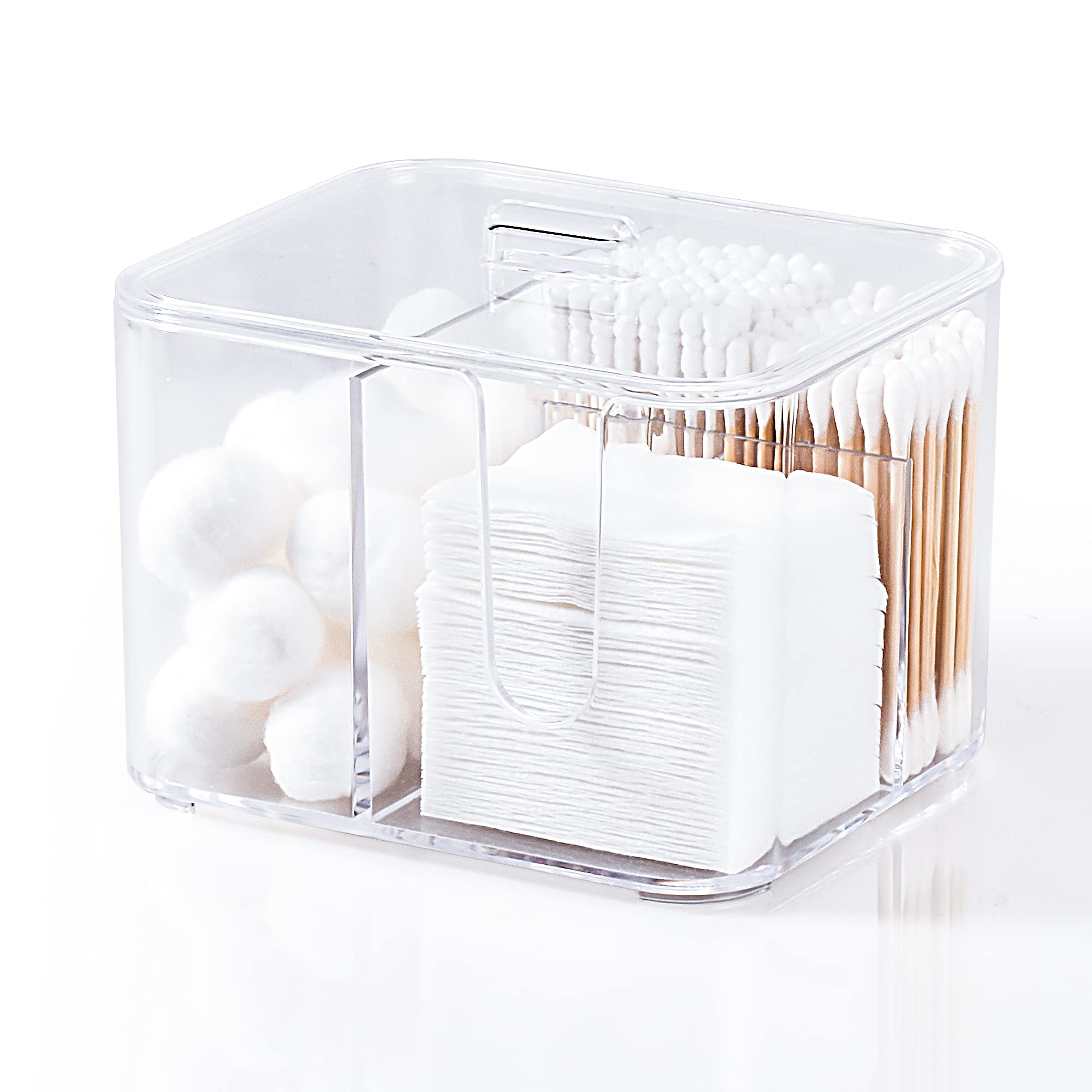 YOHOM Clear cotton ball NG01 and swab holder organizer with lid