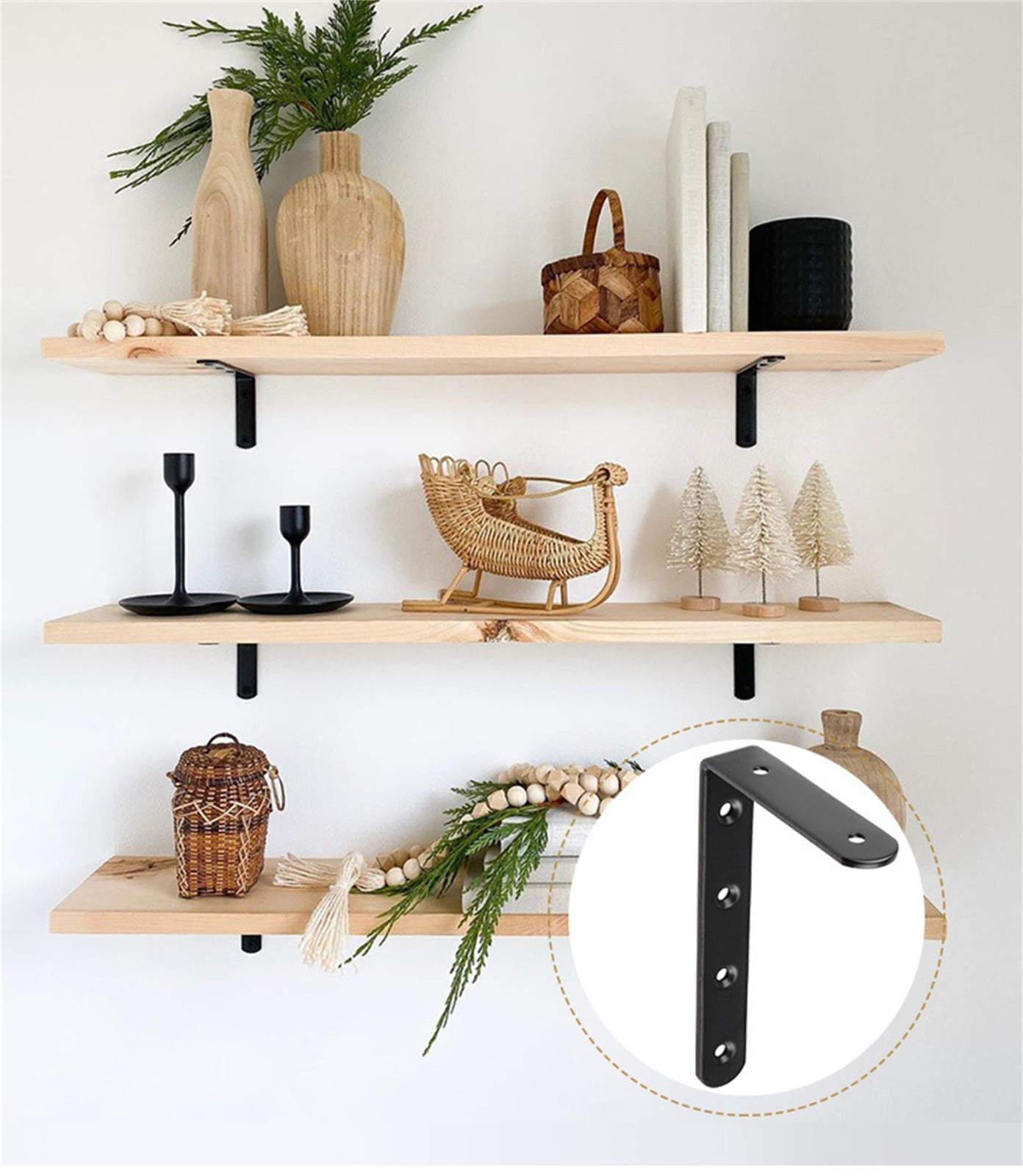 YOHOME Clearance Christmas Gift Shelf Bracket Heavy Duty Black Steel L