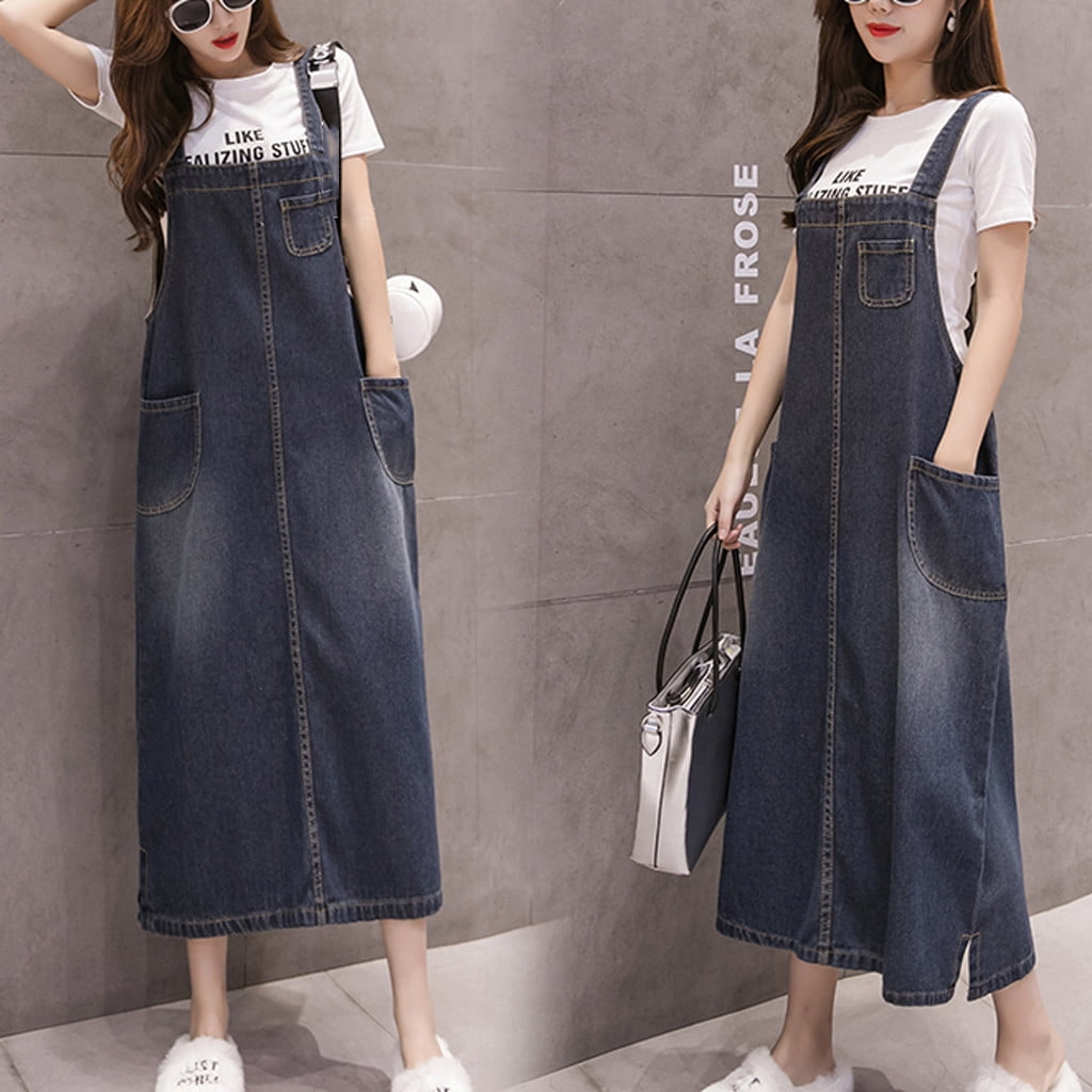 YOHOME Women Loose Sling Denim Skirt Dungaree Dress Overall Jeans