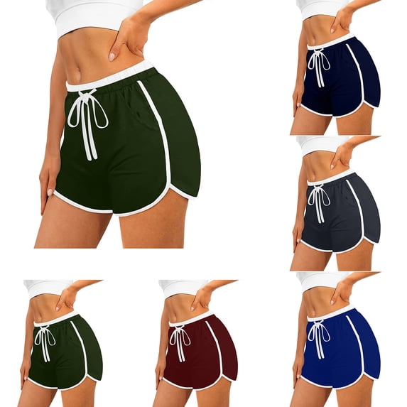 YOIAVAIOY 2 Pack Womens Color Blcok Lounge Dolphin Shorts Breathable Casual Elastic Waist Athletic Sports Yoga Dance Short Pants Army Green XXL
