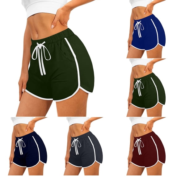 YOIAVAIOY 2 Pack Womens Color Blcok Lounge Dolphin Shorts Breathable Casual Elastic Waist Athletic Sports Yoga Dance Short Pants Dark Gray S