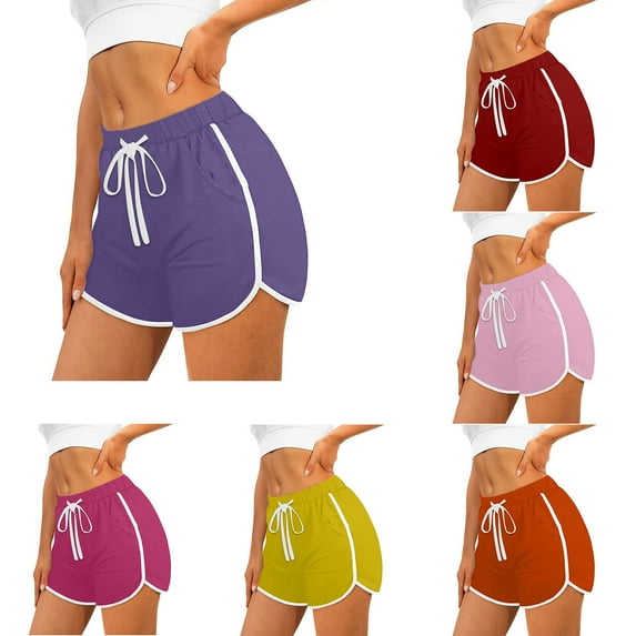YOIAVAIOY 2 Pack Womens Color Blcok Lounge Dolphin Shorts Breathable Casual Elastic Waist Athletic Sports Yoga Dance Short Pants Yellow XXL
