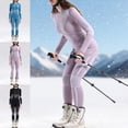 thumbnail image 1 of YOIAVAIOY 2 Piece Thermal Sets Women Base Layer Long Johns Top and Bottom Suit for Cold Weather Ski Hiking Underwear Set Pink M, 1 of 8