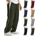 thumbnail image 1 of YOIAVAIOY Baggy Sweatpants for Men Side Striped Straight Side Striped Casual Pants Drawstring Waist Track Pants Open Bottom Wide Leg TrousersArmy GreenXL, 1 of 8