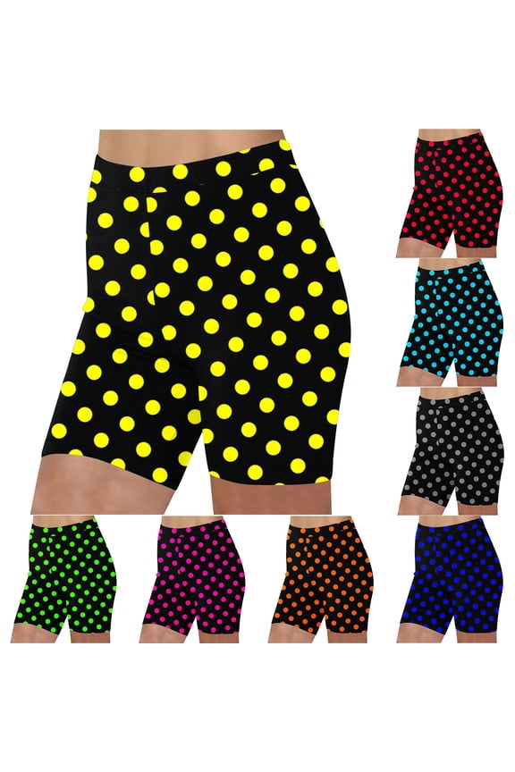 Beach Shorts for Women Summer Polka Dot Print Shorts Knee Length Bermuda Shorts High Waist Comfy Legging 2026 Red XXXL