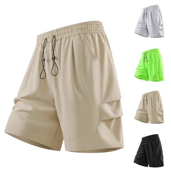 YOIAVAIOY Boys Athletic Shorts Quick Dry Hiking Cargo Shorts Running Short with Zipper Pockets Gray M