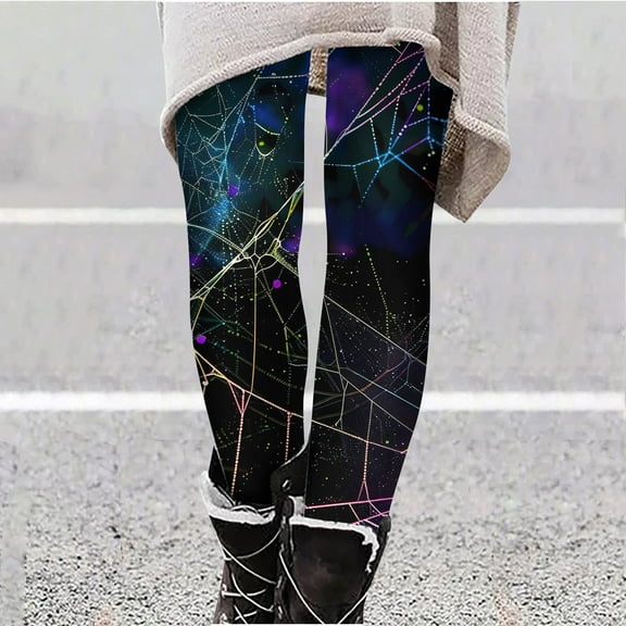 YOIAVAIOY Buttery Soft Leggings for Women High Waisted No See Through Tights Halloween Print Running Workout Yoga Pants Trendy Casual Holiday Bottom Navy XXXL