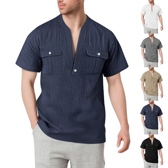 YOIAVAIOY Button Down Shirts for Men Short Sleeve Business Work Casual Shirts Summer Beach Wedding Dress Shirts Gray XL