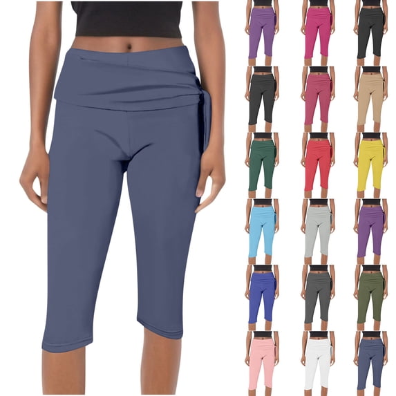 YOIAVAIOY Capri Pants for Women Stretch Tummy Control High Waist Workout Yoga Cropped Pants Soft Comfy Lounge Pant Casual Capris Slacks Black M