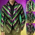 thumbnail image 1 of YOIAVAIOY Carnival Blazer Men Sequin Carnival Print Holiday Party Jacket One Button Slim Fit Business Office Blazers with Pockets Purple L, 1 of 6
