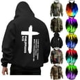 thumbnail image 1 of YOIAVAIOY Christian Cross Hoodies For Men Casual Fall Winter Trendy Pullover Long Sleeve Fashion Y2k Sweatshirt Pocket Black M, 1 of 8