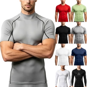 YOIAVAIOY Men's Athletic Compression Shirts Short Sleeve Gym Tees Solid Workout Muscle Shirts Running Hiking Undershirts