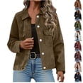 thumbnail image 1 of YOIAVAIOY Fall Jackets for Women Casual Faux Suede Jackets Long Sleeve Lapel Collar Button Down Coats Fashion Winter Outerwear Wine M, 1 of 9