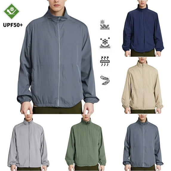 YOIAVAIOY Fishing Shirts for Men UPF 50+ Long Sleeve Solid Color Sun Shirt with Zipper Pocket Lightweight Hunting Tops Dark Gray L
