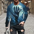 thumbnail image 1 of YOIAVAIOY Graphic Long Sleeve Shirts for Mens Witch Print Crewneck T shirt Novelty Halloween Tops Festival Trendy Blouse Navy M, 1 of 5