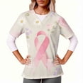 thumbnail image 1 of YOIAVAIOY Gray Scrubs for Women, Breast Cancer Awareness Holiday Scrub Tops Short Sleeve V Neck Nurse Shirt Workwear Tunic Blouse Working Uniform with Pockets XXL, 1 of 5