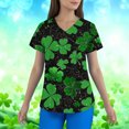 thumbnail image 1 of YOIAVAIOY Green St.Patrick's Day Scrubs Tops for Women Irish Shamrock Printed V Neck Nurse Working Uniforms Summer Short Sleeve Holiday Blouse T-Shirt M, 1 of 4