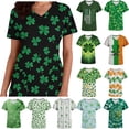 thumbnail image 1 of YOIAVAIOY Green St Patricks Day Scrubs for Women Spring Patchwork Printed Short Sleeve Scrub Tops V Neck Casual Work Nurse Uniforms XXXXXL, 1 of 6