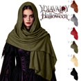 thumbnail image 1 of YOIAVAIOY Halloween Costume Women Medieval Hooded Scarf Cloak Vintage Frayed Wraps Witch Cosplay Shawl Gray Free Size, 1 of 7