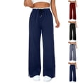 thumbnail image 1 of YOIAVAIOY High Waist Pants for Women Two Waistband Straight Tube Sweatpant Drawstring Stretch Casual Trouser 2026 Sport Pant Dark Blue M, 1 of 8