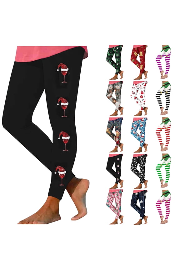 High Waisted Leggings for Women Christmas Holiday Tights Non See Through Yoga Pants Buttery Soft Ankle Length Milk Silk Legging Black M