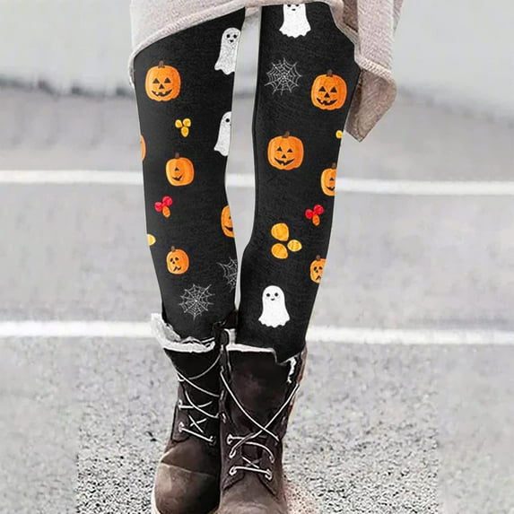 YOIAVAIOY High Waisted Leggings for Women Workout Running Tights No Front Through Yoga Pants Halloween Holiday Bottom Multicolor#14 XXL