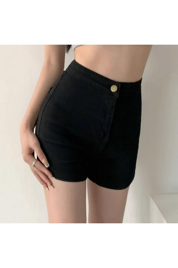 Jeans Shorts Womens High Waisted Stretchy Fashion Butt-Lifting Hot Denim Shorts Black M