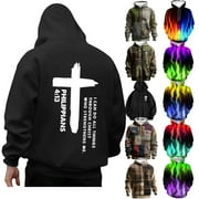 YOIAVAIOY Men American Flag Hoodie Hunting Camouflage Pullover Hoodies Religious Jesus Crist Hooded Sweatshirt with Pocket Army Green M
