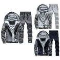 thumbnail image 1 of YOIAVAIOY Men Camo Track Suit Warm Fleece Sweatsuit Zip Hooded Jacket and Long Pants 2 Piece Set Tactical Outdoor Tracksuit Hiking Matching Sets Gray XXXXL, 1 of 3