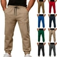 thumbnail image 1 of YOIAVAIOY Men Cargo Jogger Pant Hip Hop Casual Street Pants Solid Drawstring Cinch Bottom Sweatpants with Pockets Blue XXXL, 1 of 9