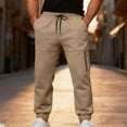 thumbnail image 1 of YOIAVAIOY Men Cargo Jogger Pant Hip Hop Casual Street Pants Solid Drawstring Cinch Bottom Sweatpants with Pockets Khaki XL, 1 of 8
