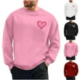 thumbnail image 1 of YOIAVAIOY Men Heart Print Sweatshirt Trendy Long Sleeve Love Graphic Sweatshirts Loose Casual Fall Pullover Top with Pocket White M, 1 of 9