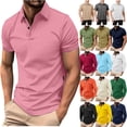 thumbnail image 1 of YOIAVAIOY Men Short Sleeve Golf Shirts Quick Dry Lightweight Polos Shirt Business Casual Collared Tees Pink XXXL, 1 of 8