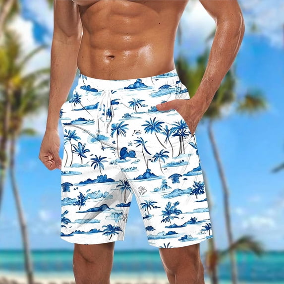 YOIAVAIOY Men Swim Trunk with Compression Liner 2 in 1 Swimwear Bathing Suit Quick Dry Board Shorts Light Blue XXXXXL