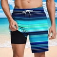 thumbnail image 1 of YOIAVAIOY Men Swim Trunks with Compression Liner Quick Dry Swimsuit Bathing Suit Swim Shorts 9 Inch Long Swimming Board Shorts Blue M, 1 of 6