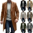 thumbnail image 1 of YOIAVAIOY Men Wool Blend Pea Coat Double Breasted Trench Coats Notch Lapel Business Casual Fall Jackets Brown#24 L, 1 of 9