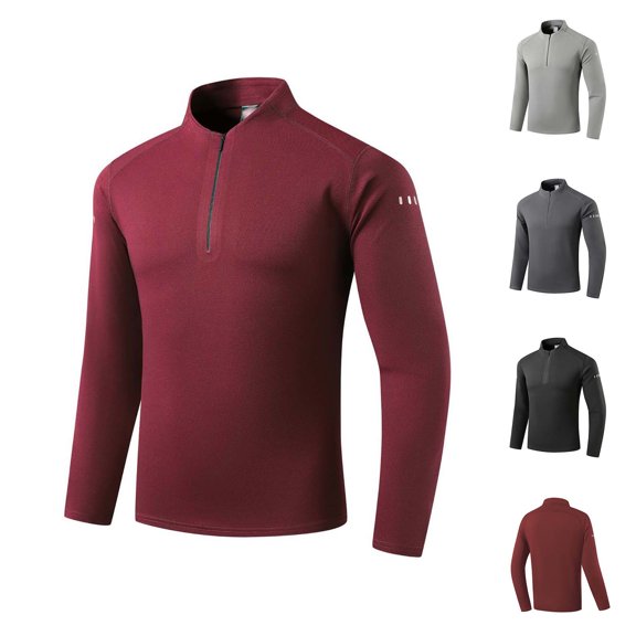 YOIAVAIOY Men's Active Half Zip Shirt Long Sleeve Athletic Pullover High Elastic Running Fitness Exercise Tops Dark Gray L