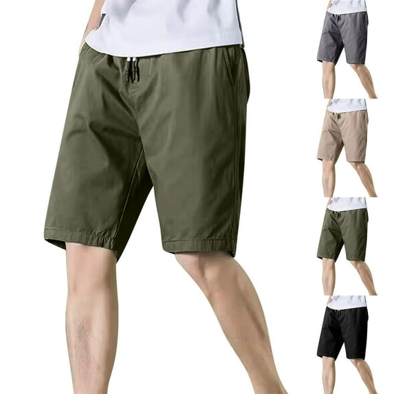 YOIAVAIOY Men's Casual Shorts Pull On Elastic Drawstring Short Lightweight Casual Summer Beach Shorts Gray L