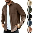 thumbnail image 1 of YOIAVAIOY Men's Corduroy Shirt Jackets Fall Casual Shacket Long Sleeve Solid Button Down Shirts, 1 of 9