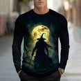 thumbnail image 1 of YOIAVAIOY Men's Graphic Long Sleeve T Shirts Halloween Ghost Pumpkin Print Shirts Long Sleeve Crew Neck Fall Tops Festival Casual Blouse Army Green XXL, 1 of 5