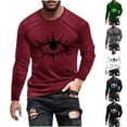 thumbnail image 1 of YOIAVAIOY Men's Halloween T shirts Spooky Season Ghost Print Shirts Long Sleeve Teen Boys Tee Shirt Fall Tops Festival Casual Tees Black M, 1 of 6